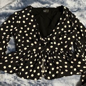 Vici Black and White Polka Dot Top